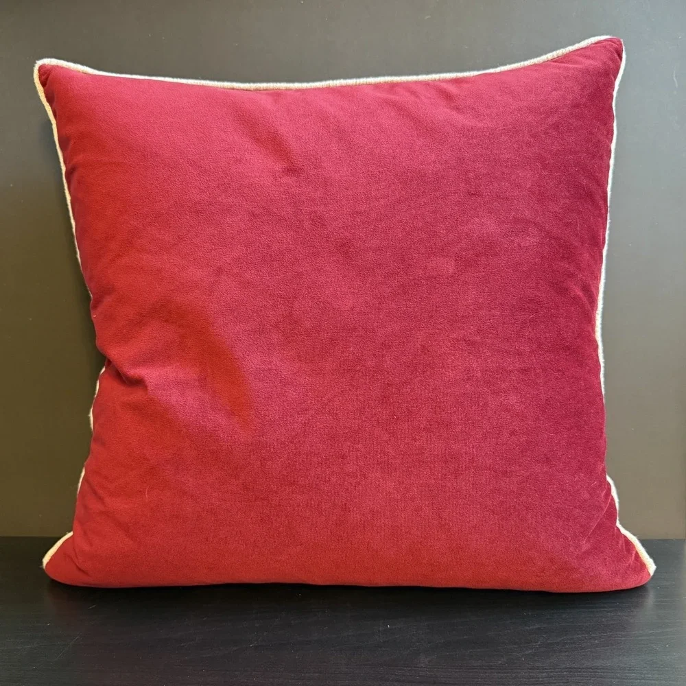 Rodeo Home Velvet Down Pillows 20x20 Set of 2 Red Embroidered Holiday Home